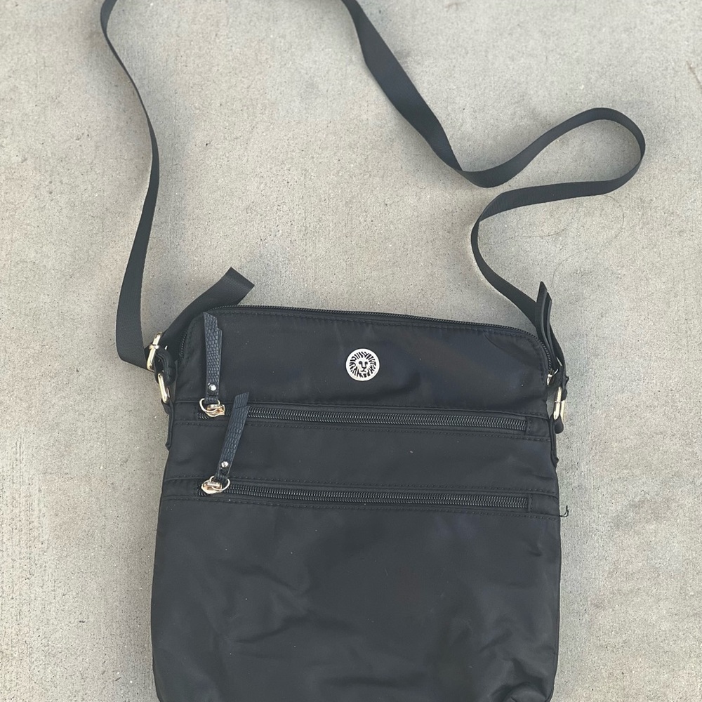 Black Crossbody Bag with Silver Accents
